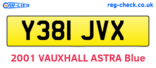 Y381JVX are the vehicle registration plates.