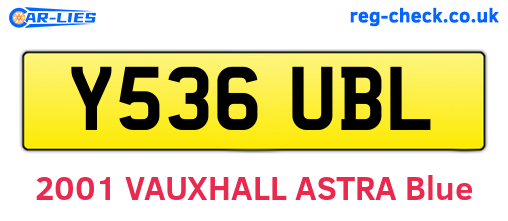 Y536UBL are the vehicle registration plates.