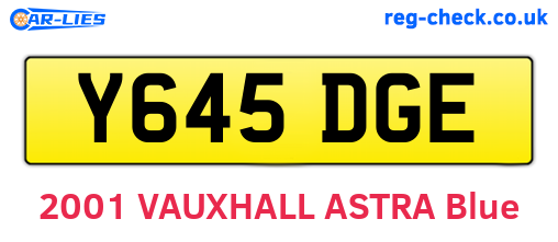 Y645DGE are the vehicle registration plates.