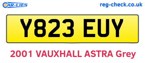 Y823EUY are the vehicle registration plates.