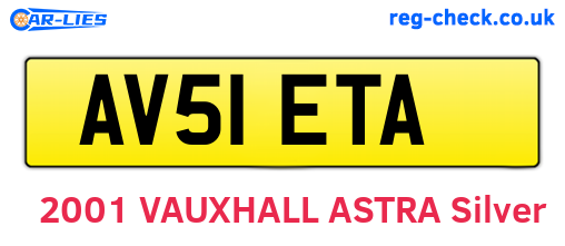 AV51ETA are the vehicle registration plates.