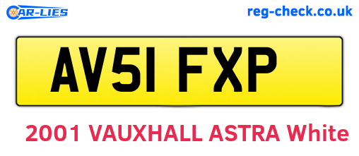 AV51FXP are the vehicle registration plates.