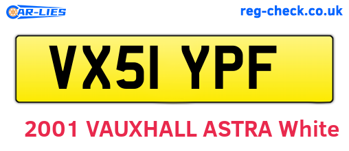 VX51YPF are the vehicle registration plates.