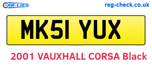 MK51YUX are the vehicle registration plates.