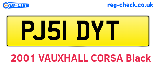 PJ51DYT are the vehicle registration plates.