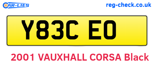 Y83CEO are the vehicle registration plates.