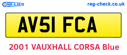 AV51FCA are the vehicle registration plates.