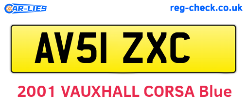 AV51ZXC are the vehicle registration plates.
