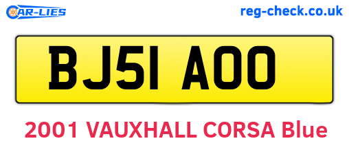 BJ51AOO are the vehicle registration plates.