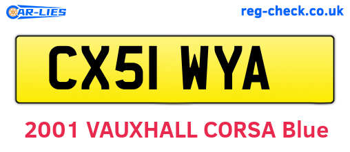 CX51WYA are the vehicle registration plates.