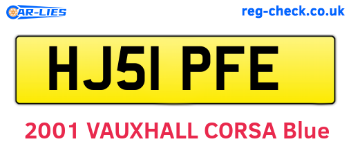 HJ51PFE are the vehicle registration plates.