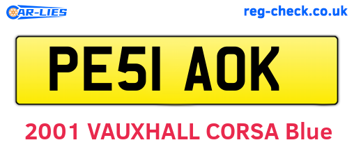 PE51AOK are the vehicle registration plates.