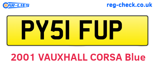PY51FUP are the vehicle registration plates.