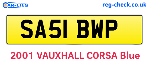 SA51BWP are the vehicle registration plates.