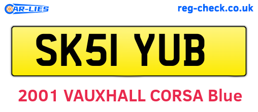 SK51YUB are the vehicle registration plates.