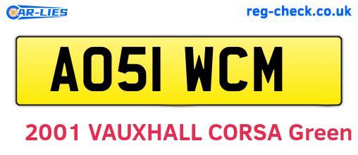 AO51WCM are the vehicle registration plates.