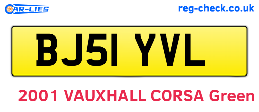BJ51YVL are the vehicle registration plates.