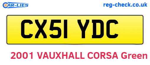 CX51YDC are the vehicle registration plates.