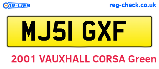 MJ51GXF are the vehicle registration plates.
