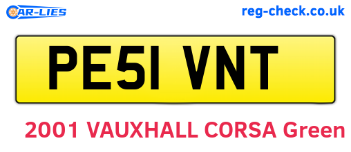 PE51VNT are the vehicle registration plates.