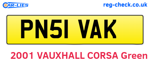 PN51VAK are the vehicle registration plates.