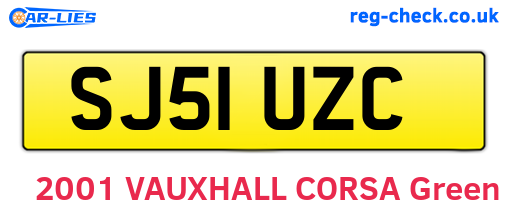 SJ51UZC are the vehicle registration plates.