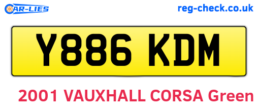 Y886KDM are the vehicle registration plates.