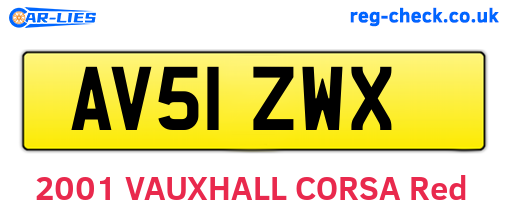 AV51ZWX are the vehicle registration plates.