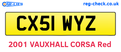 CX51WYZ are the vehicle registration plates.