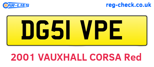 DG51VPE are the vehicle registration plates.
