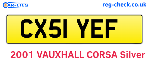 CX51YEF are the vehicle registration plates.