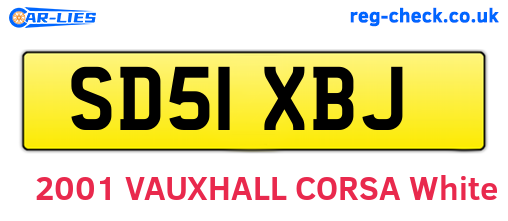 SD51XBJ are the vehicle registration plates.