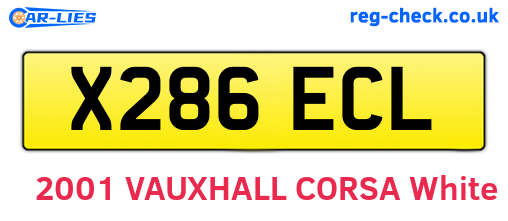 X286ECL are the vehicle registration plates.