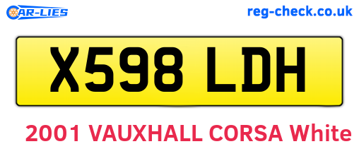 X598LDH are the vehicle registration plates.