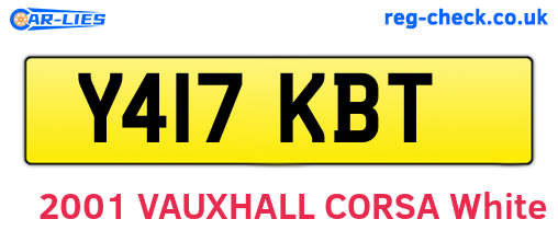 Y417KBT are the vehicle registration plates.
