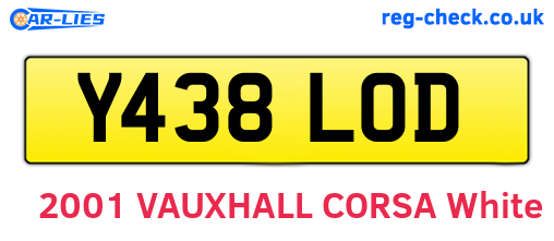 Y438LOD are the vehicle registration plates.