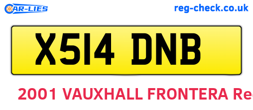X514DNB are the vehicle registration plates.