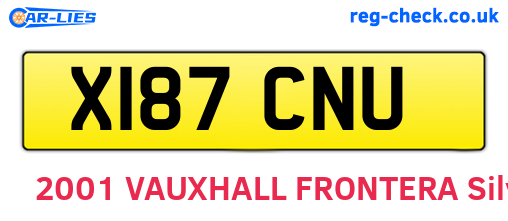 X187CNU are the vehicle registration plates.
