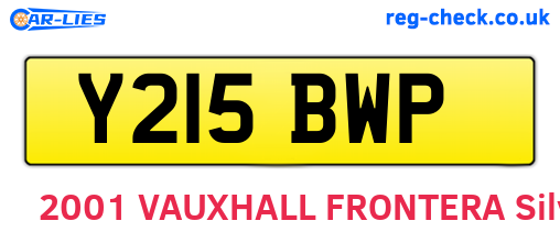 Y215BWP are the vehicle registration plates.