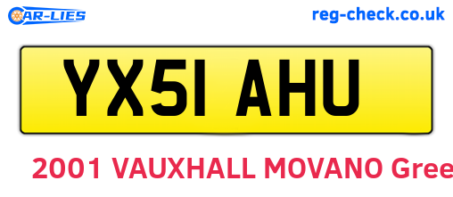 YX51AHU are the vehicle registration plates.