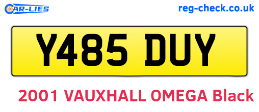 Y485DUY are the vehicle registration plates.