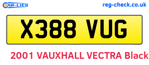 X388VUG are the vehicle registration plates.