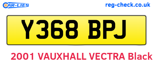 Y368BPJ are the vehicle registration plates.