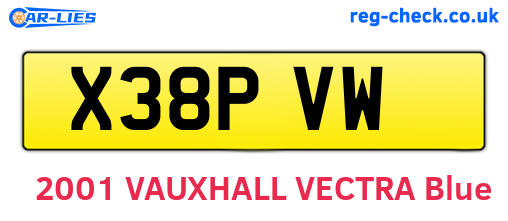 X38PVW are the vehicle registration plates.