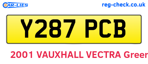 Y287PCB are the vehicle registration plates.