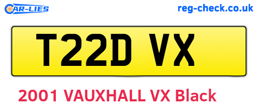 T22DVX are the vehicle registration plates.