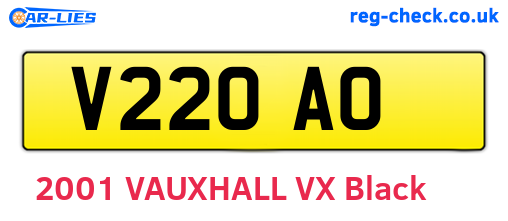 V22OAO are the vehicle registration plates.