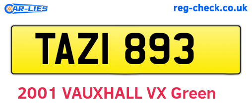 TAZ1893 are the vehicle registration plates.