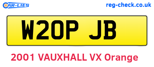 W20PJB are the vehicle registration plates.