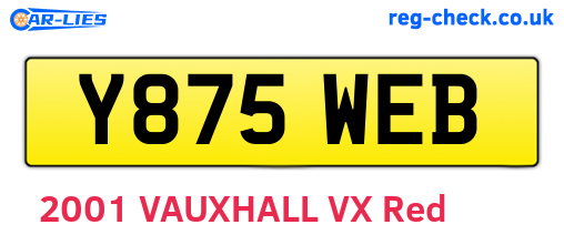 Y875WEB are the vehicle registration plates.
